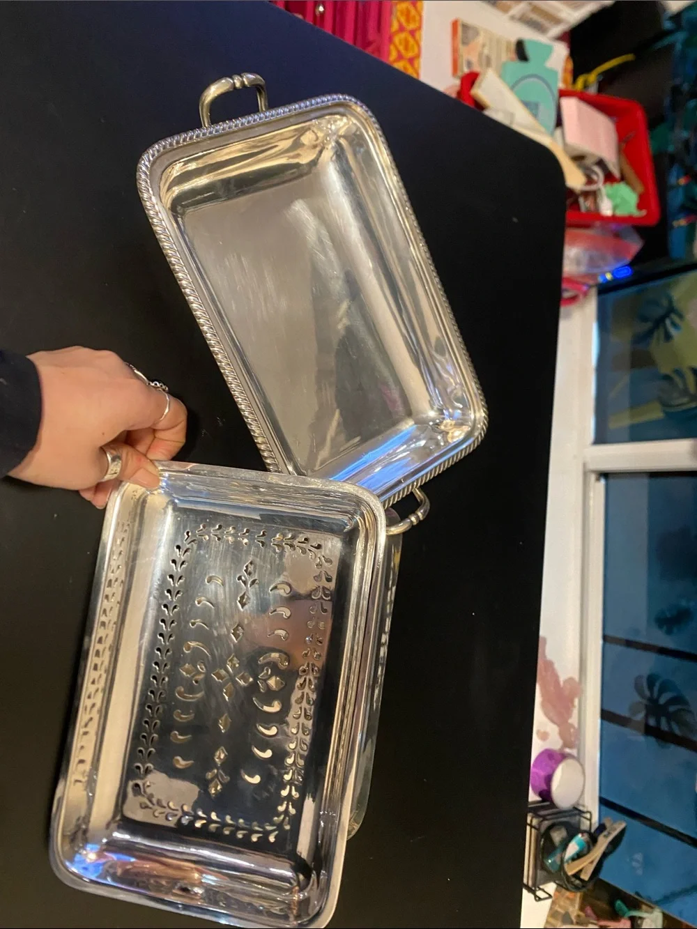 Silver Plated Covered Serving Dish with Rope Edge